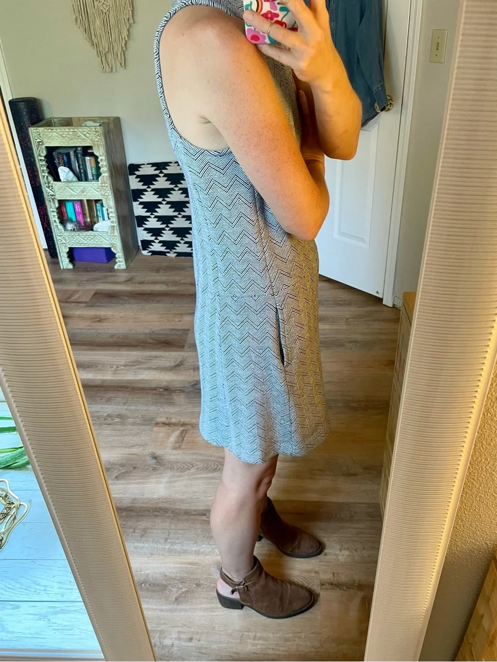 Free People Herringbone Mini Dress with Mock Turtleneck